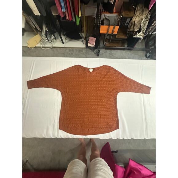 Market & Spruce Rust Cable Knit Dolman Sweater Tunic - Size M - Picture 5 of 9